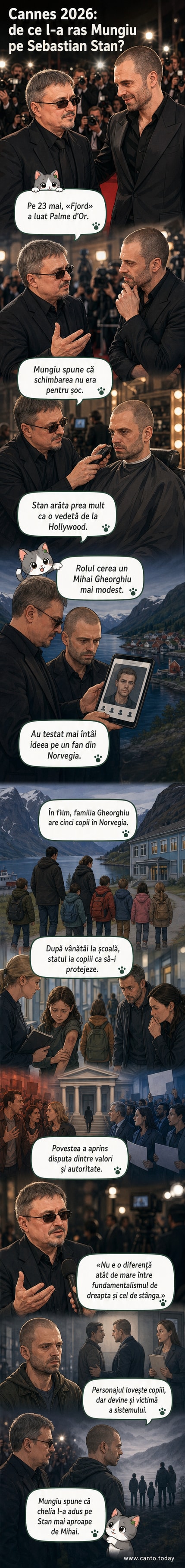 Cristian Mungiu, Sebastian Stan și Renate Reinsve pe covorul roșu la Cannes 2026, după câștigarea Palmei d’Or pentru filmul „Fjord”