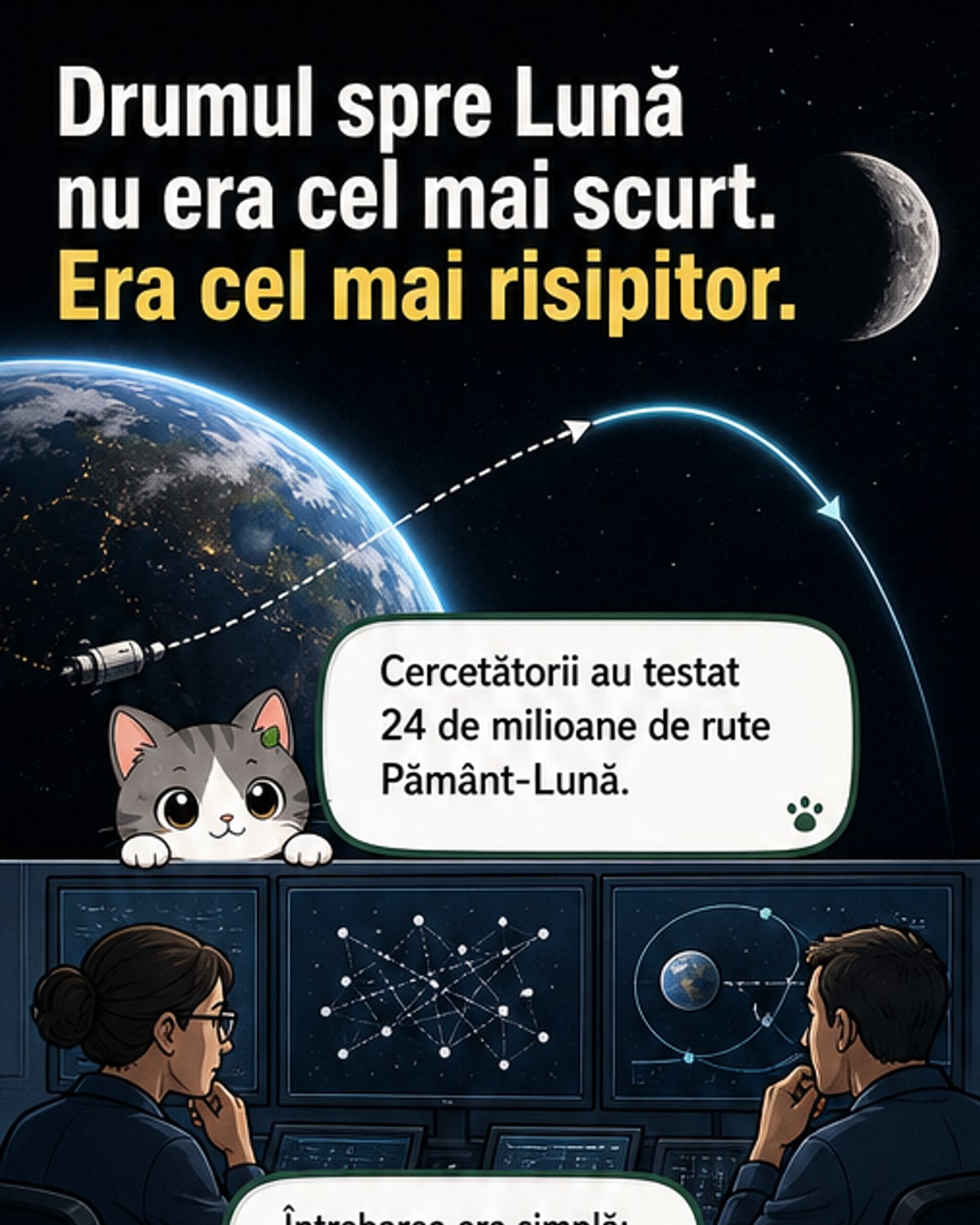 Cea mai eficientă rută Pământ-Lună
