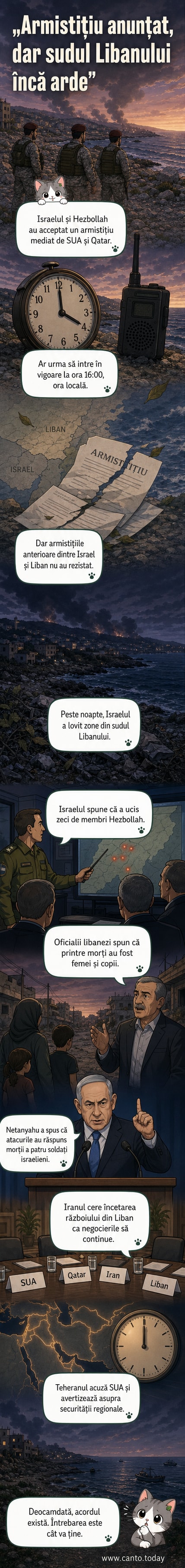 Hartă schematică a frontierii Israel-Liban, cu simboluri pentru zonele de conflict și traseul negocierilor mediate de SUA și Qatar.