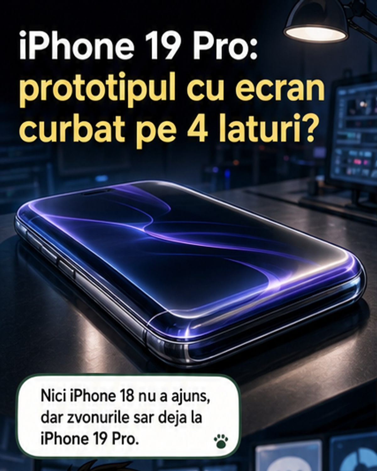 iPhone 19 Pro cu ecran curbat pe patru laturi