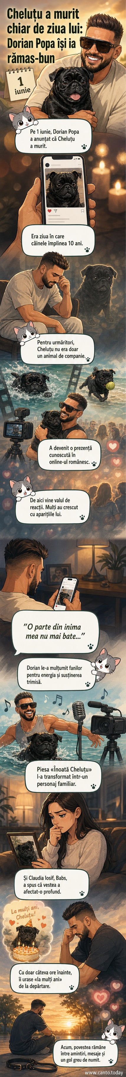 Dorian Popa alături de Cheluțu, câinele său, într-o imagine de pe Instagram, cu o atmosferă caldă și afectuoasă.
