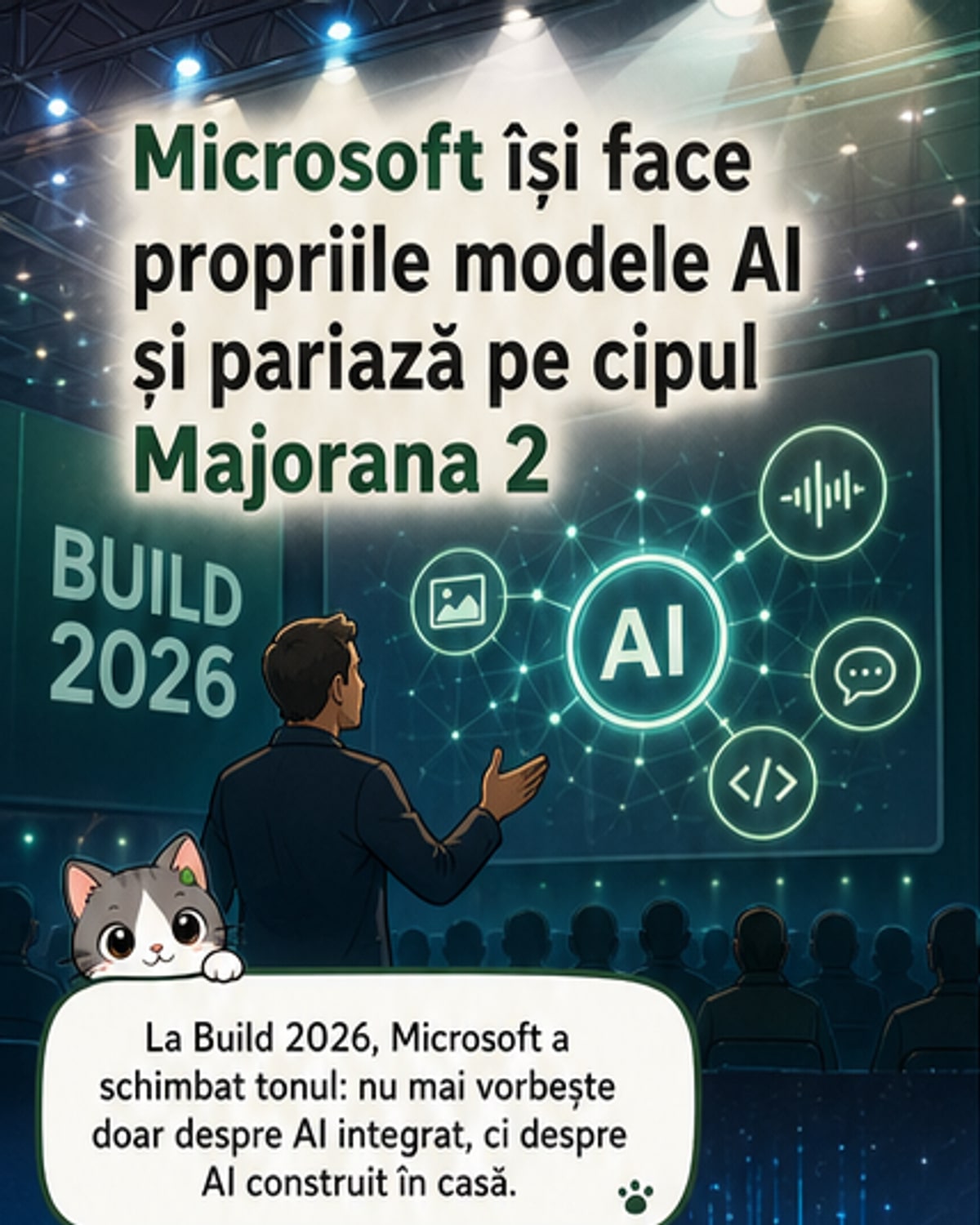 Microsoft lansează modelele AI proprii și cipul Majorana 2