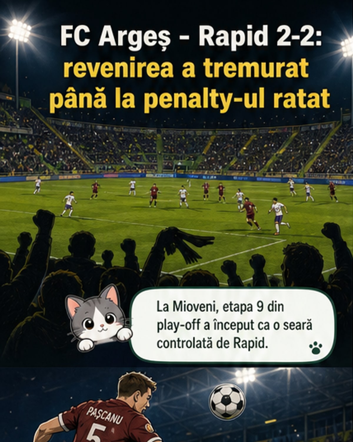 FC Argeș – Rapid 2-2: Revenire spectaculoasă și drama la final