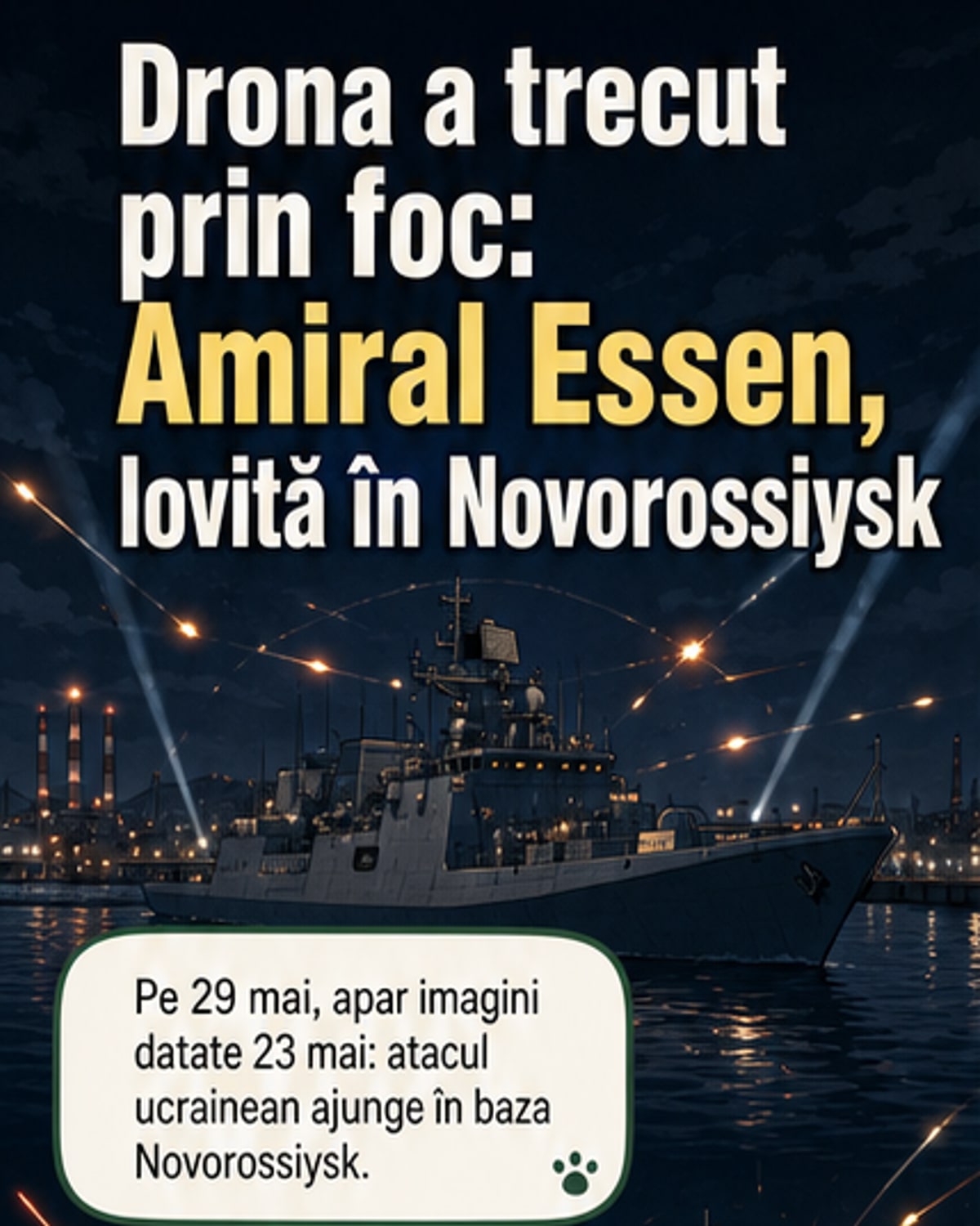 Fregata rusă lovită în port de o dronă ucraineană