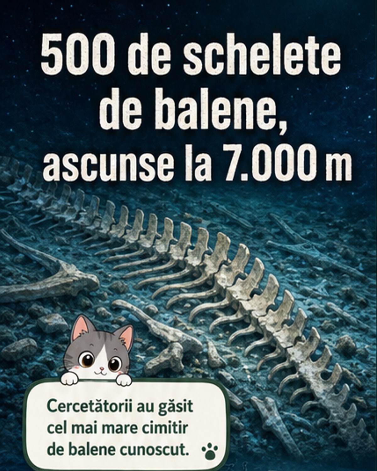 500 de schelete de balenă, vechi de milioane de ani