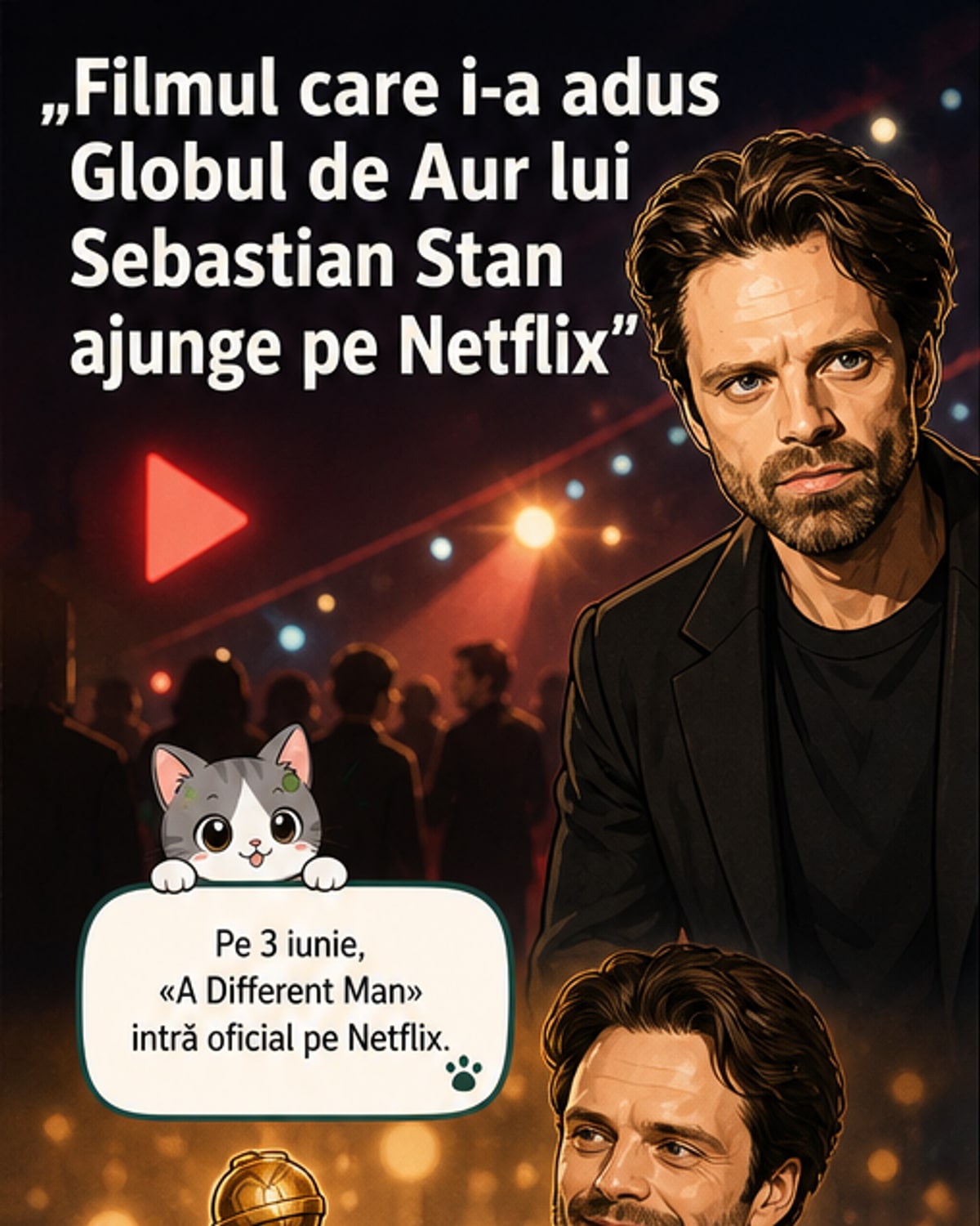Primul Glob de Aur al lui Sebastian Stan intră pe Netflix