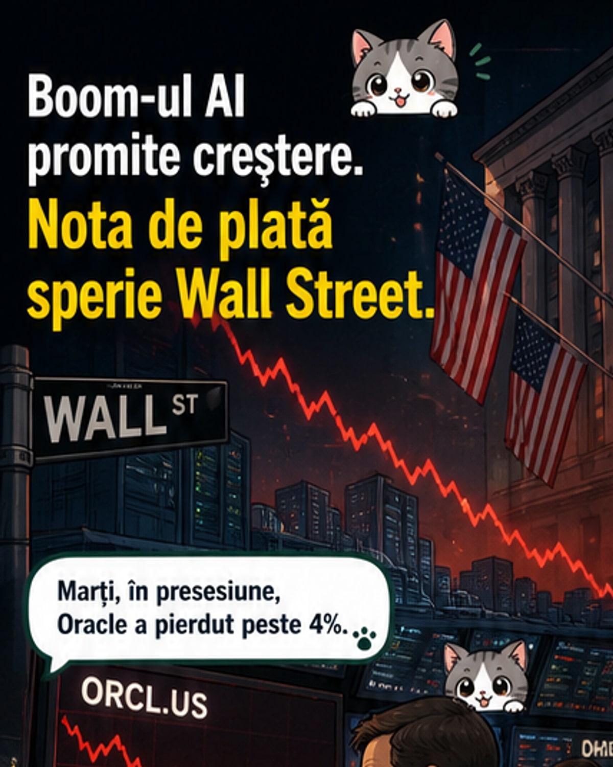 Scădere acțiuni Oracle și Alphabet pe fondul cheltuielilor masive pentru AI