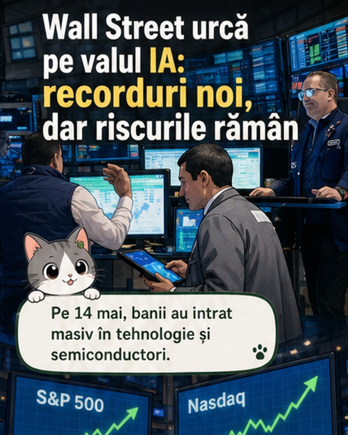 Wall Street a atins recorduri datorită acțiunilor de inteligență artificială