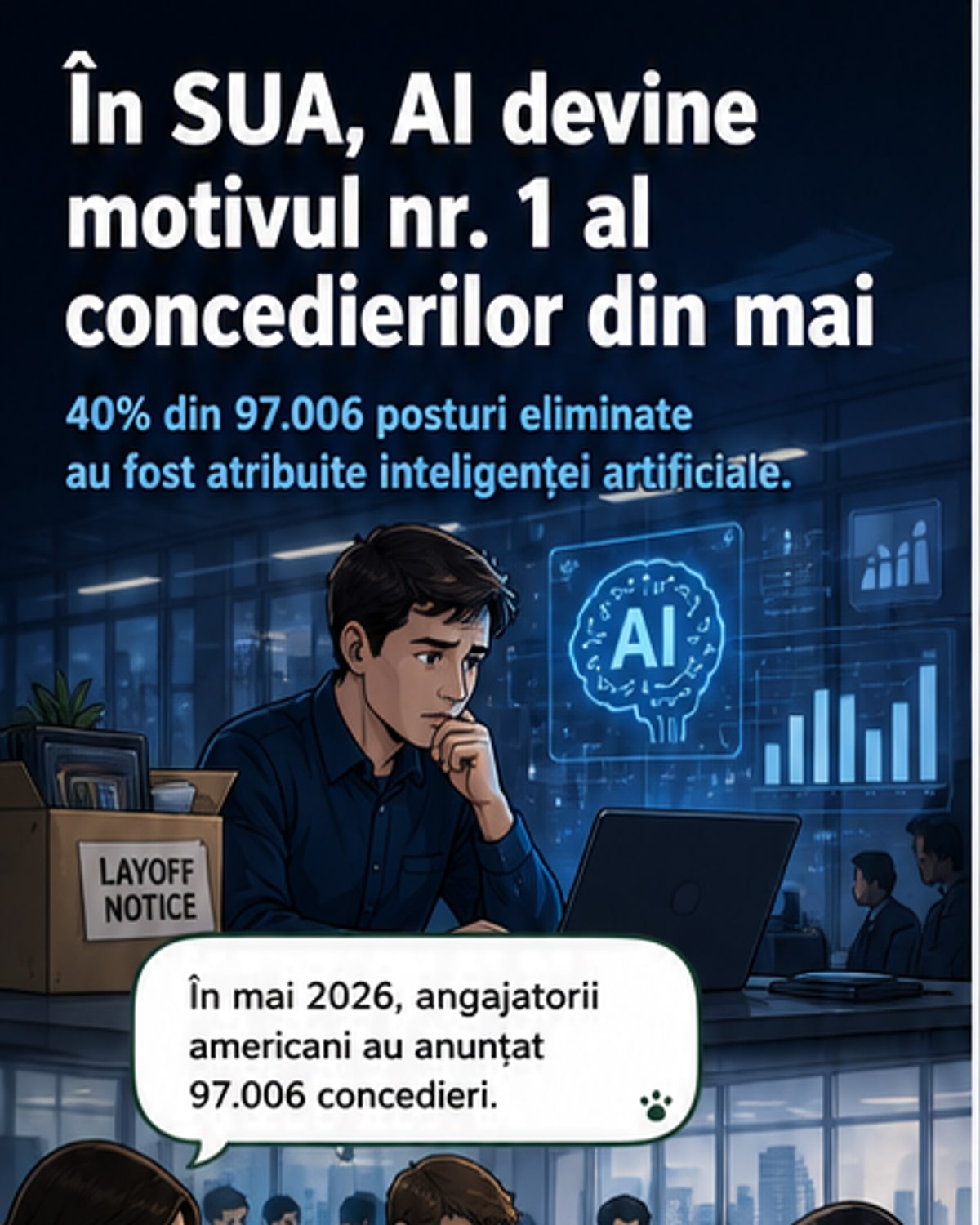 40% dintre concedierile din SUA sunt atribuite IA
