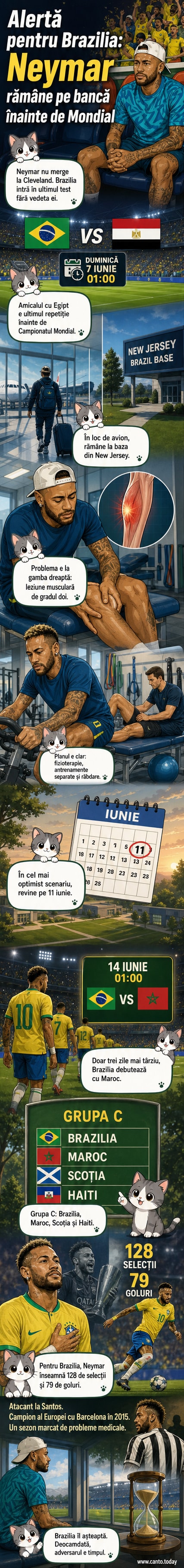 Neymar într-un scaun de fizioterapie, cu echipament medical pe gambă, într-o bază de antrenament din New Jersey.