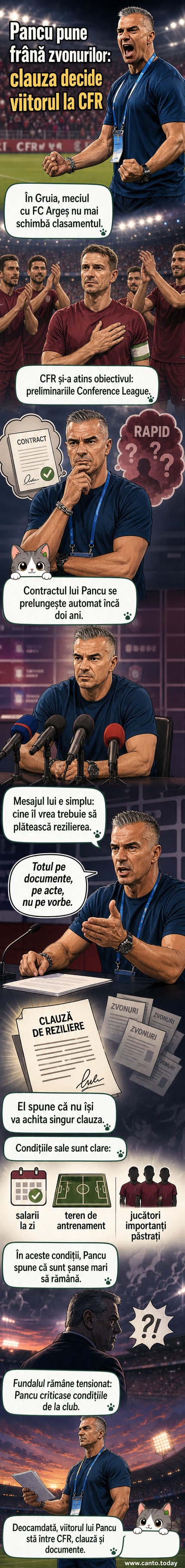 Daniel Pancu într-o conferință de presă, vorbind despre viitorul său la CFR Cluj, cu fundal din Gruia