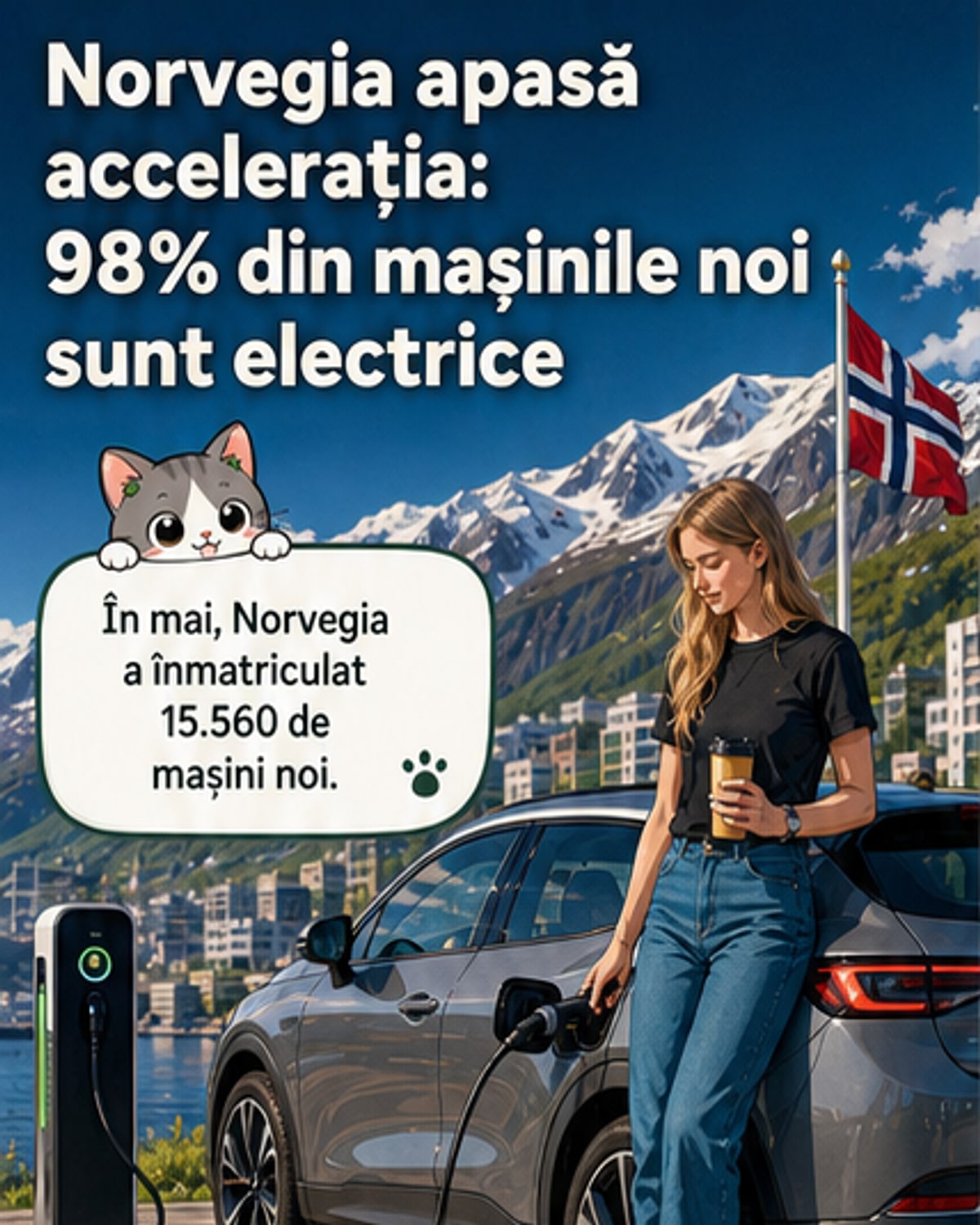 Norvegia, aproape 100% mașini electrice