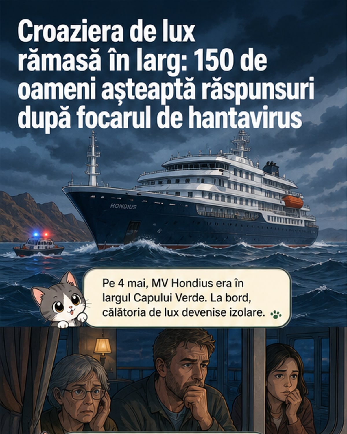 150 blocați pe o navă cu focar de hantavirus