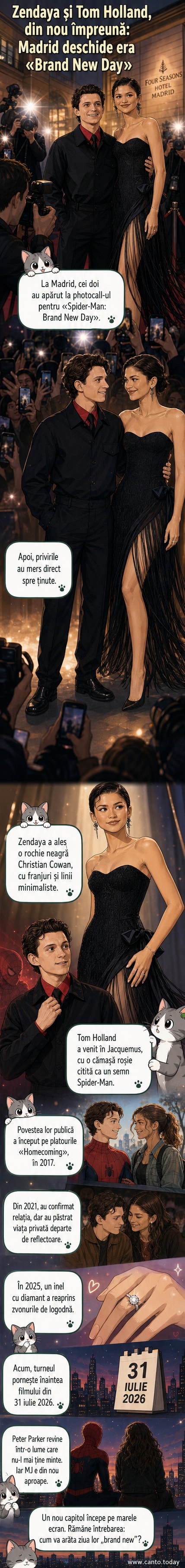 Zendaya și Tom Holland pe covorul roșu la Madrid, în ținute elegante, promovând noul film Spider-Man