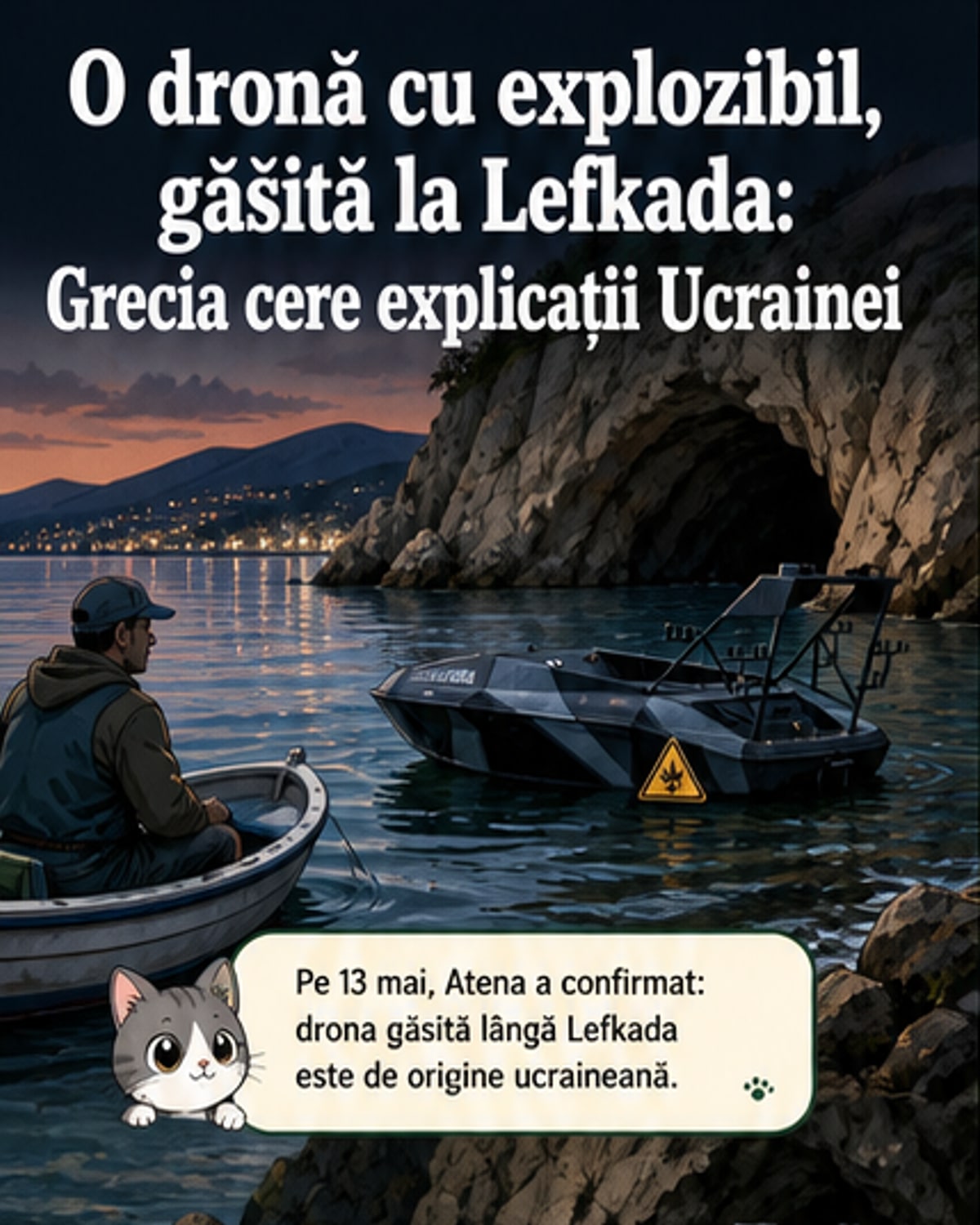 O dronă ucraineană cu explozibili, găsită în Grecia