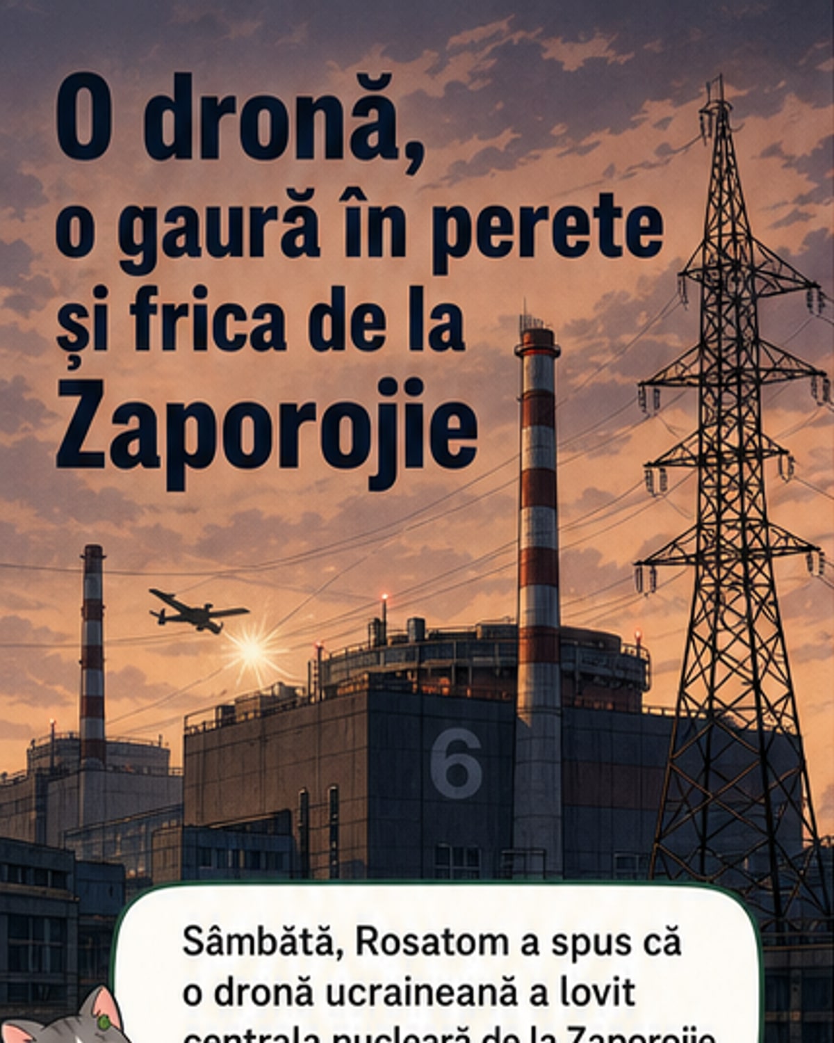O dronă a lovit centrala nucleară de la Zaporojie