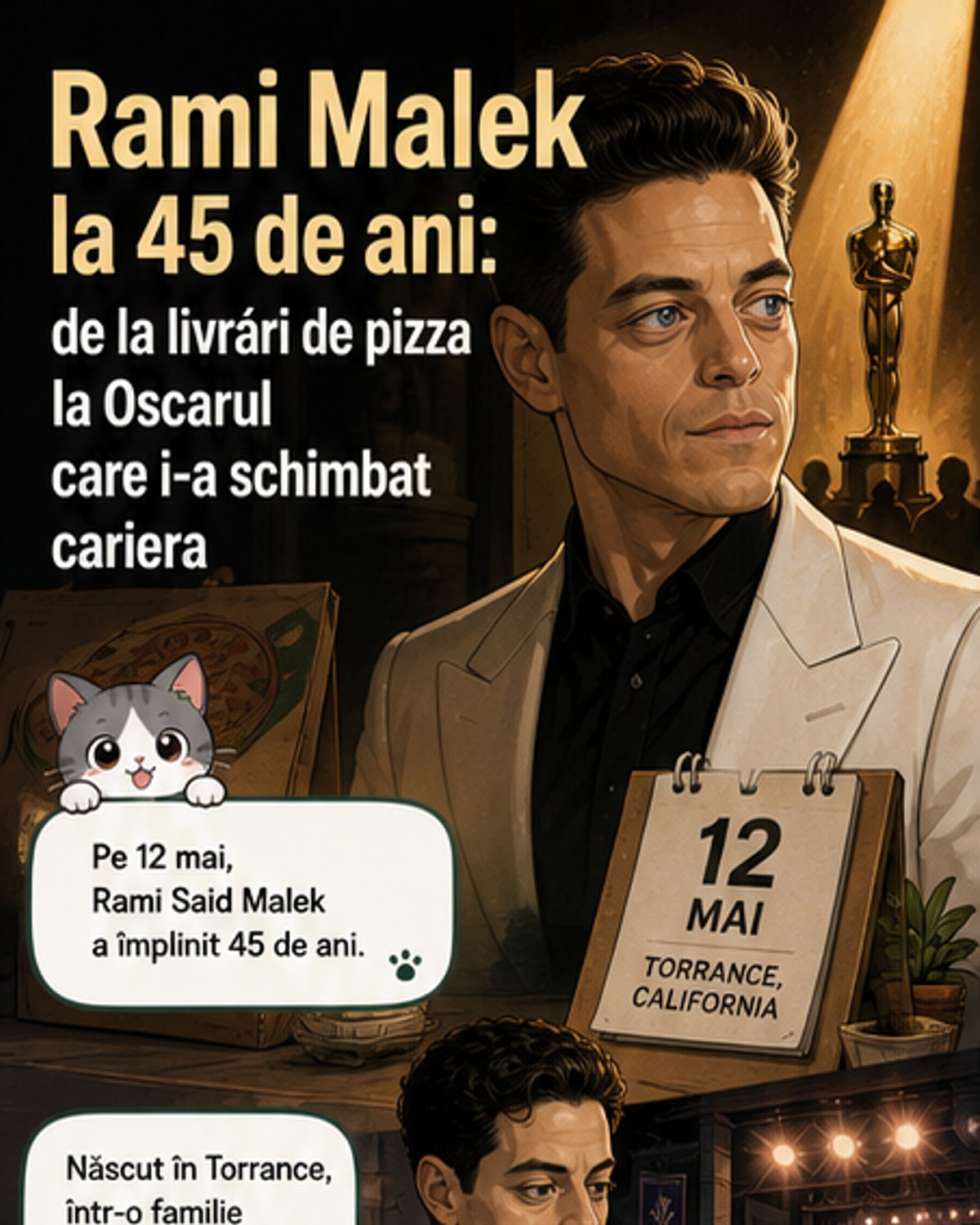 De la livrator la Oscar: Rami Malek împlinește 45