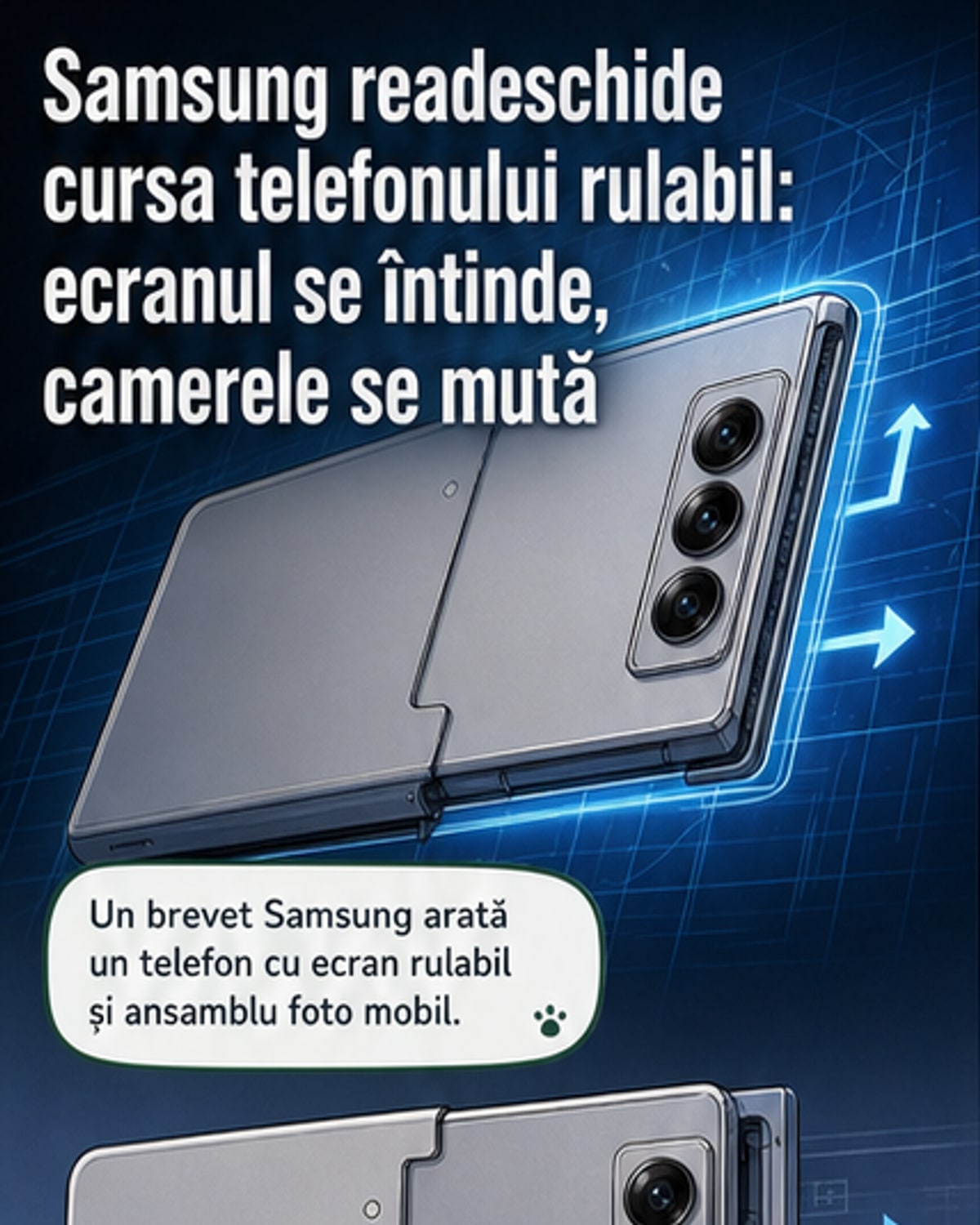 Samsung a patentat un telefon cu ecran rulabil