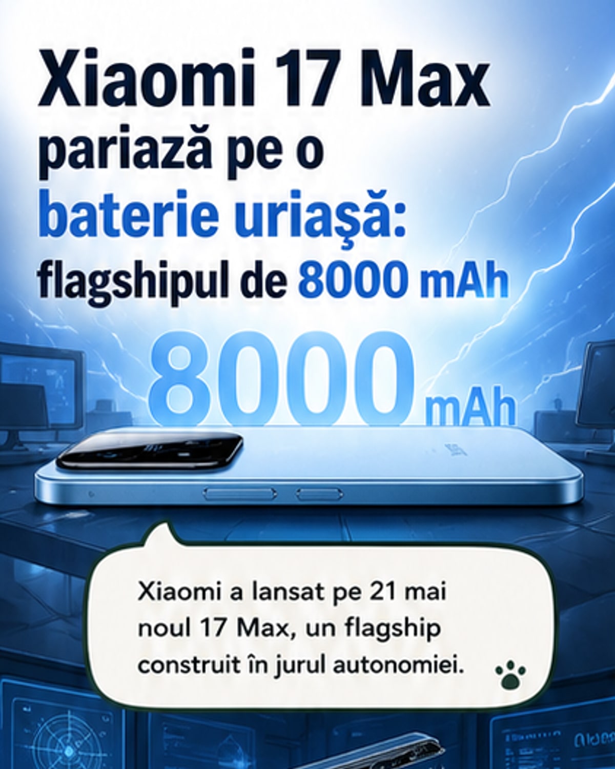 Xiaomi 17 Max cu baterie de 8000 mAh