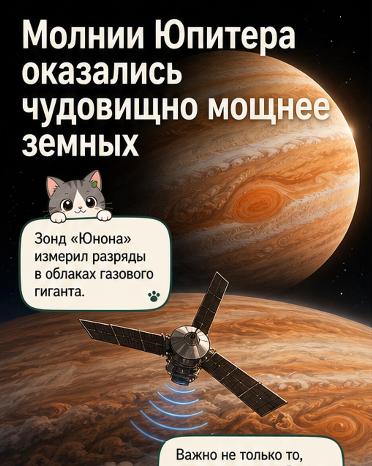 Молнии на Юпитере в тысячи раз мощнее земных