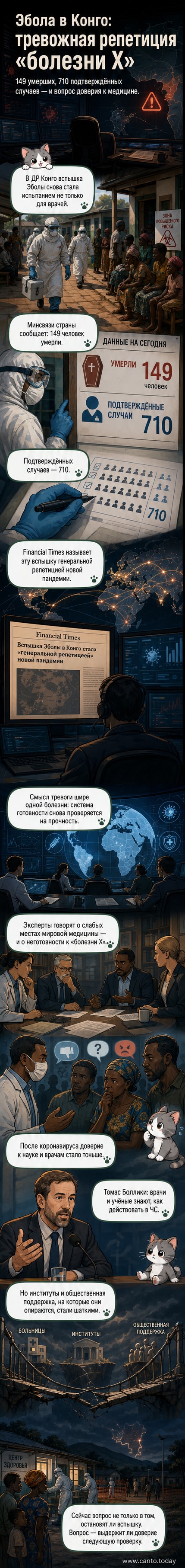 Медработник в защитном костюме рядом с картой ДР Конго, где отмечены очаги вспышки Эболы