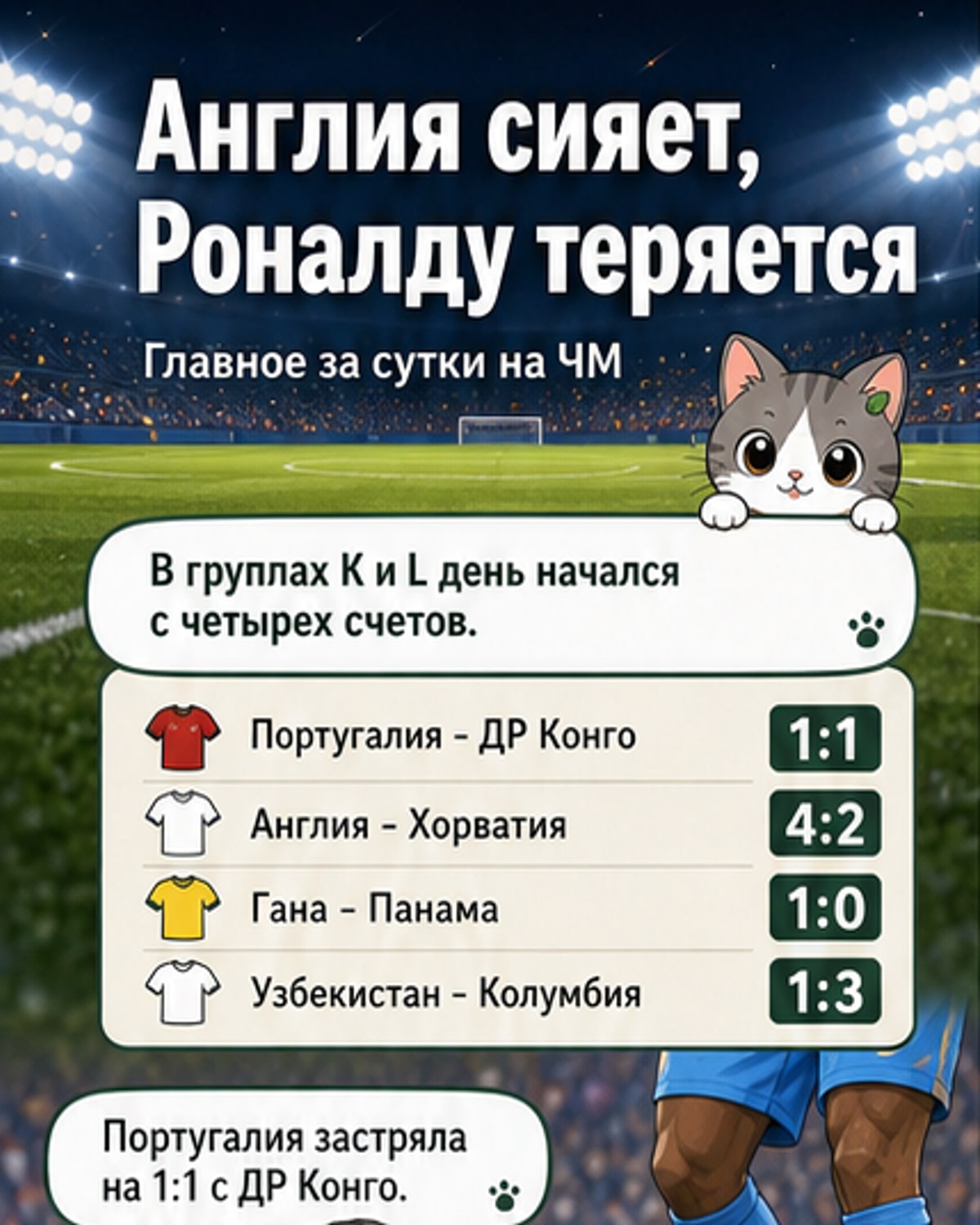 Англия разгромила Хорватию, Роналду провалил матч