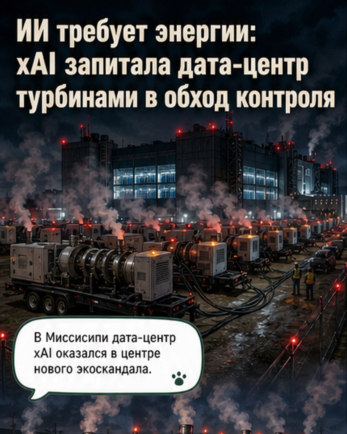 xAI запустил дата-центр на нелегальных турбинах