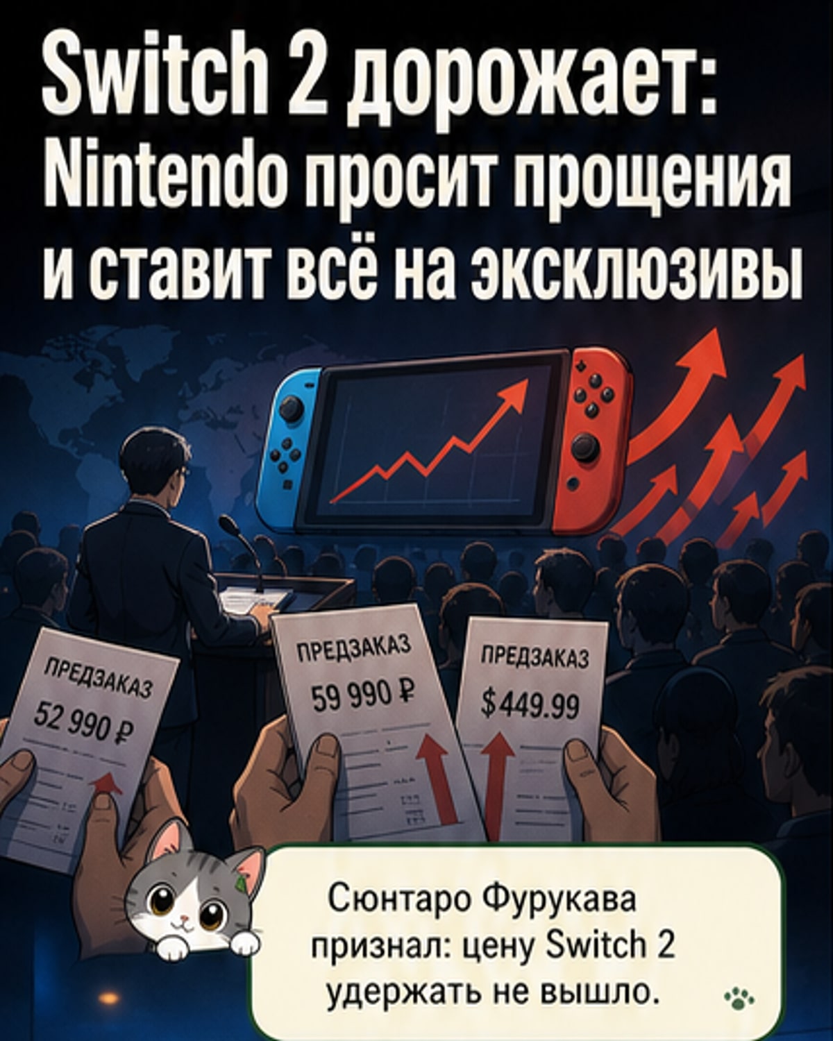 Nintendo извинилась за рост цен на Switch 2