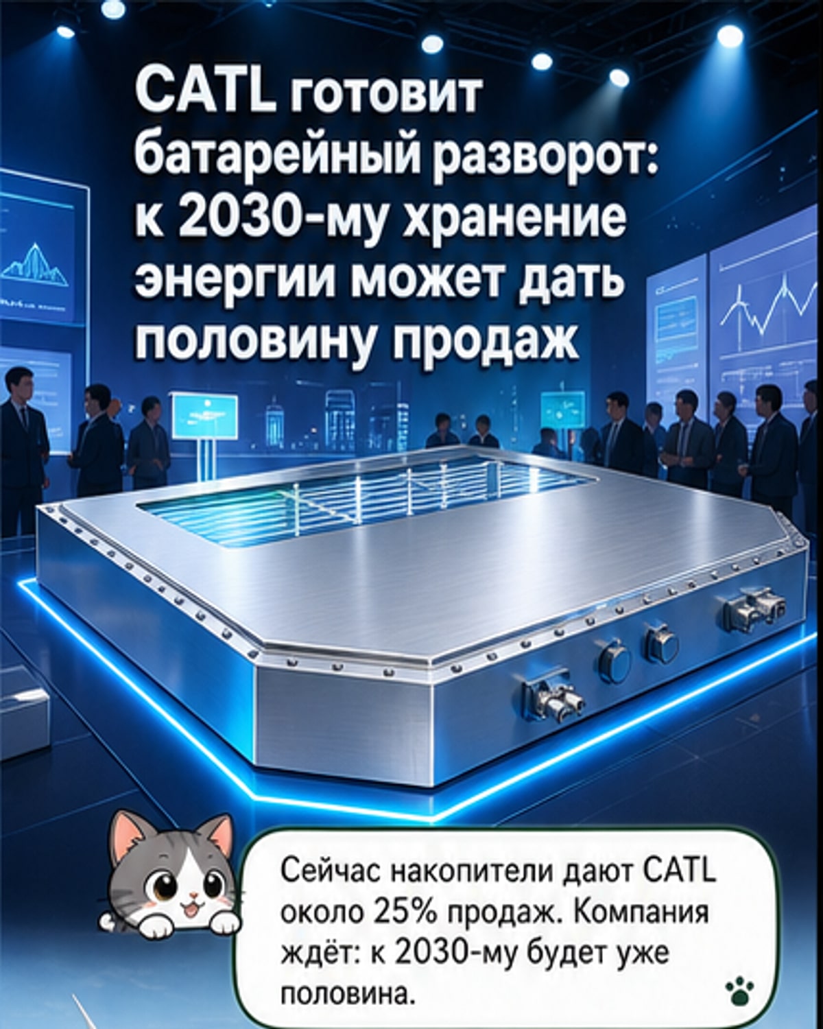 К 2030 году половина продаж CATL — на накопителях