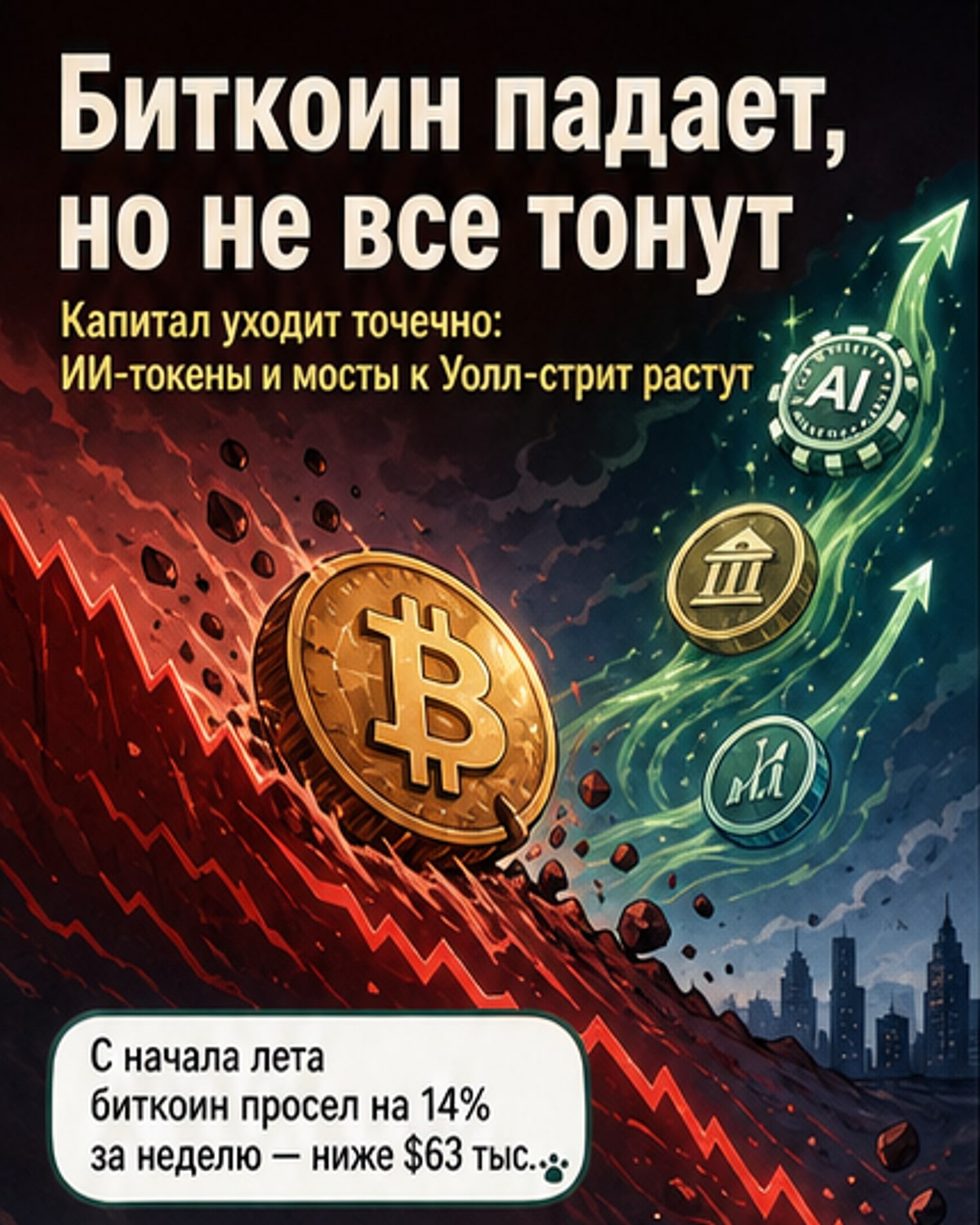 Рост AI-криптовалют на фоне обвала биткоина