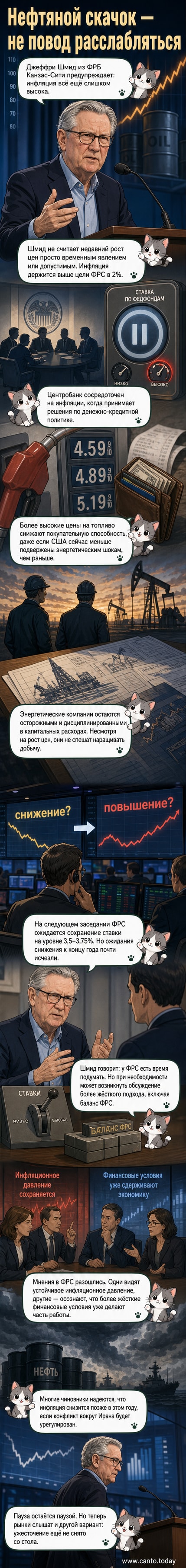 Джеффри Шмид, президент ФРБ Канзас-Сити, выступает на конференции, предупреждая о долгосрочном характере нефтяного шока и рисках для инфляции.