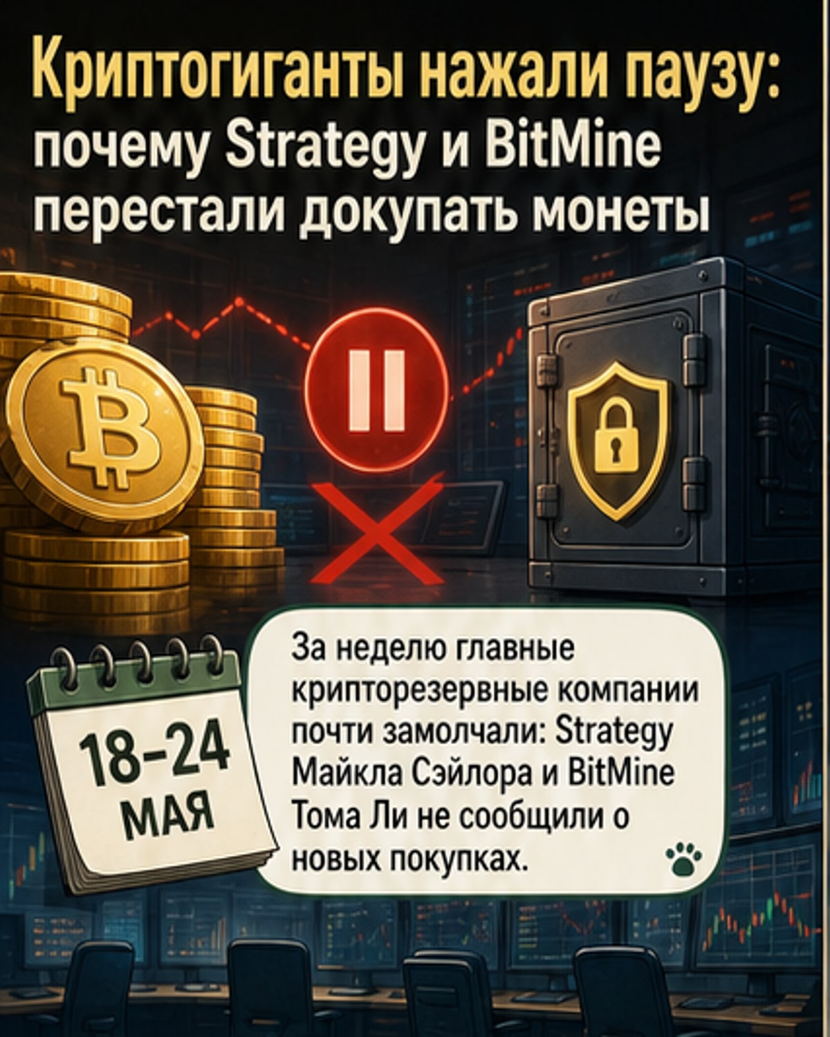 Крупнейшие криптокомпании остановили закупки