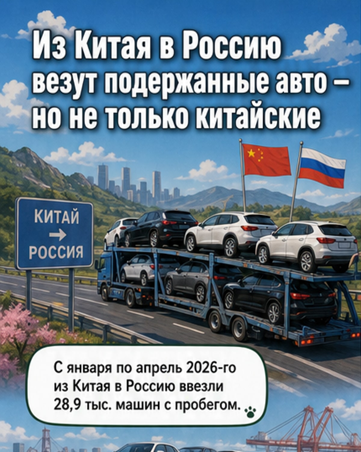 Из Китая в Россию — в 2,4 раза больше авто