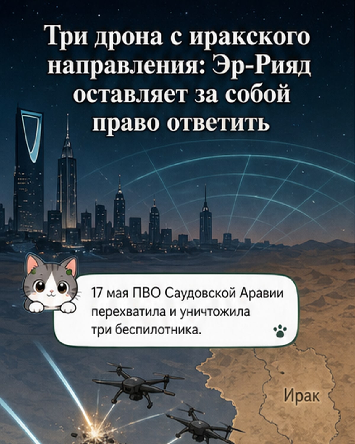 Саудовская Аравия сбила три дрона с территории Ирака