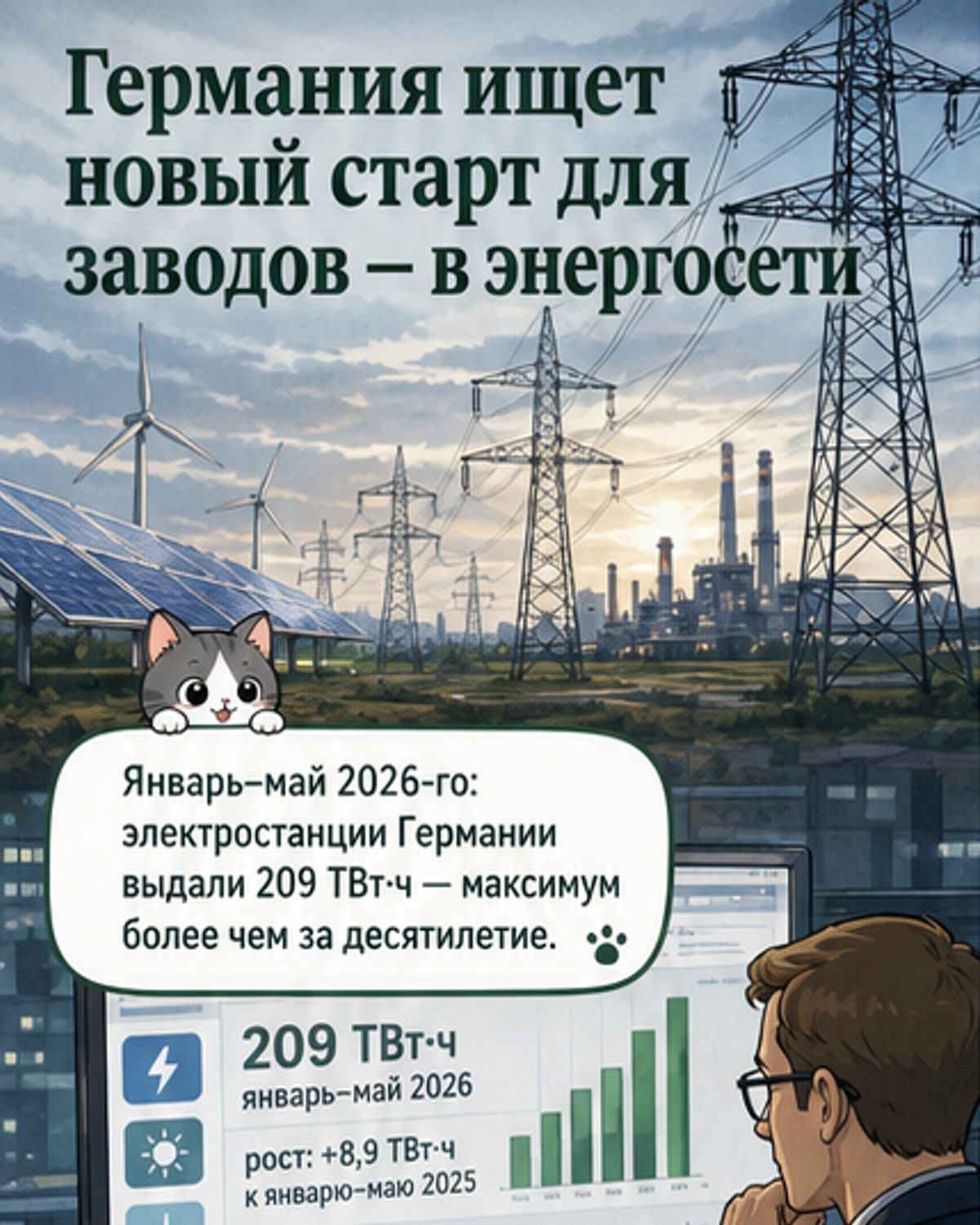 Возобновляемая энергия в Германии растёт