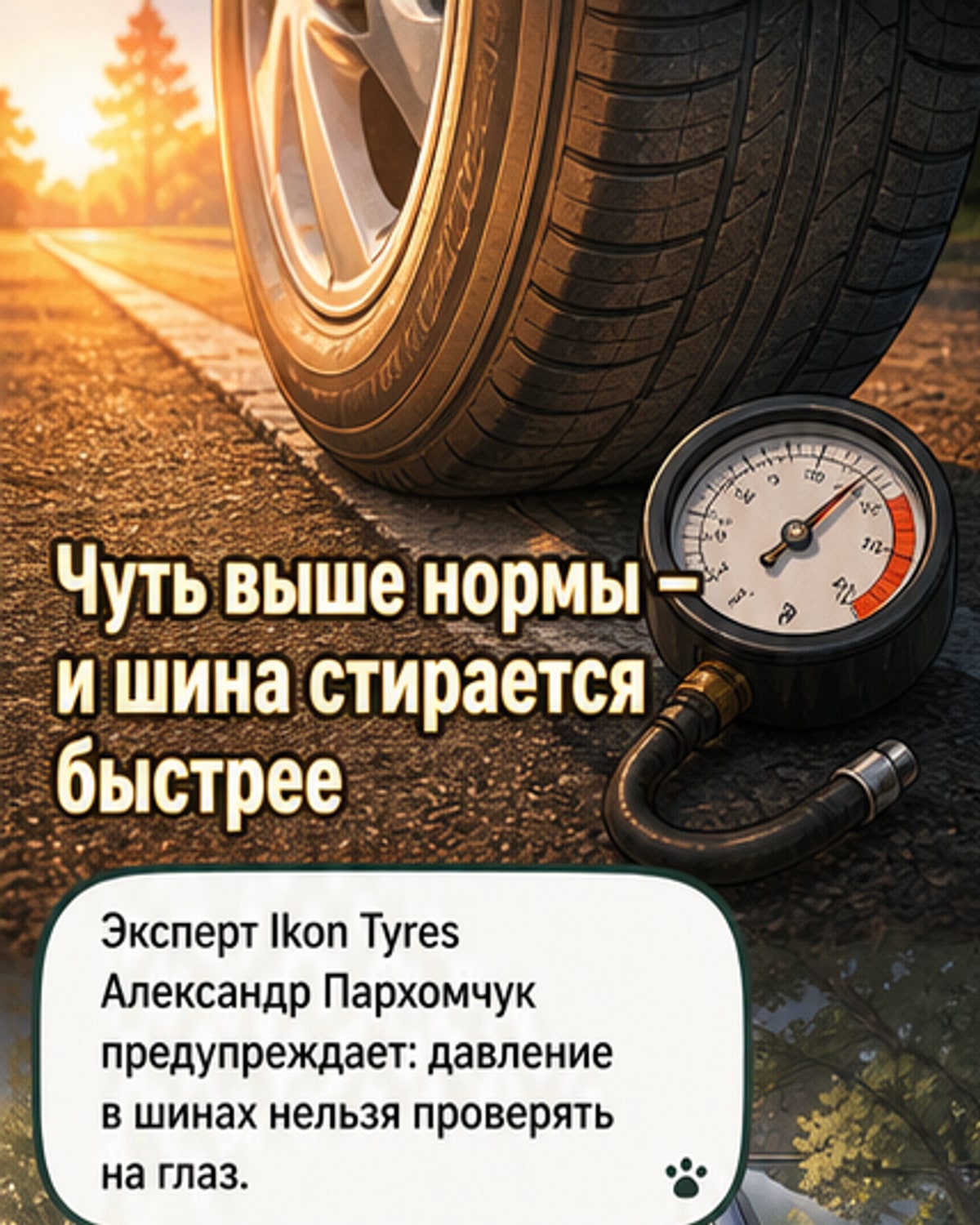 Перекачанные шины сокращают срок службы и снижают контроль