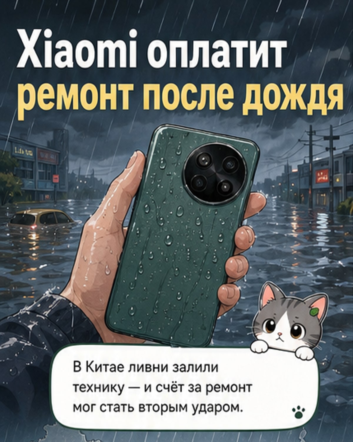 Xiaomi бесплатно чинит технику после дождя