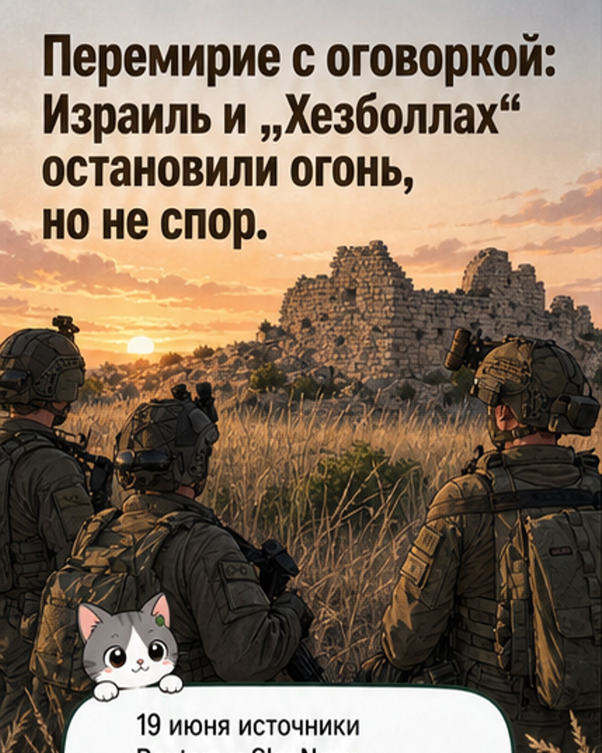 Карта Ливана и Израиля с линией фронта, над которой — символы мира и самолётов с крестами