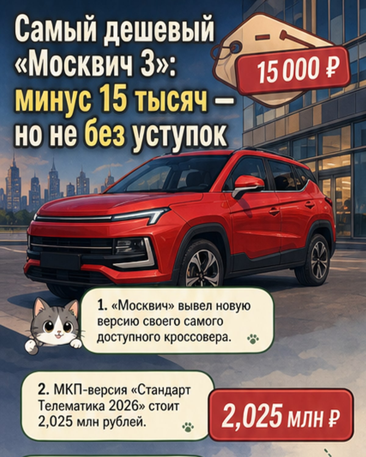 Самый дешёвый «Москвич 3» подешевел