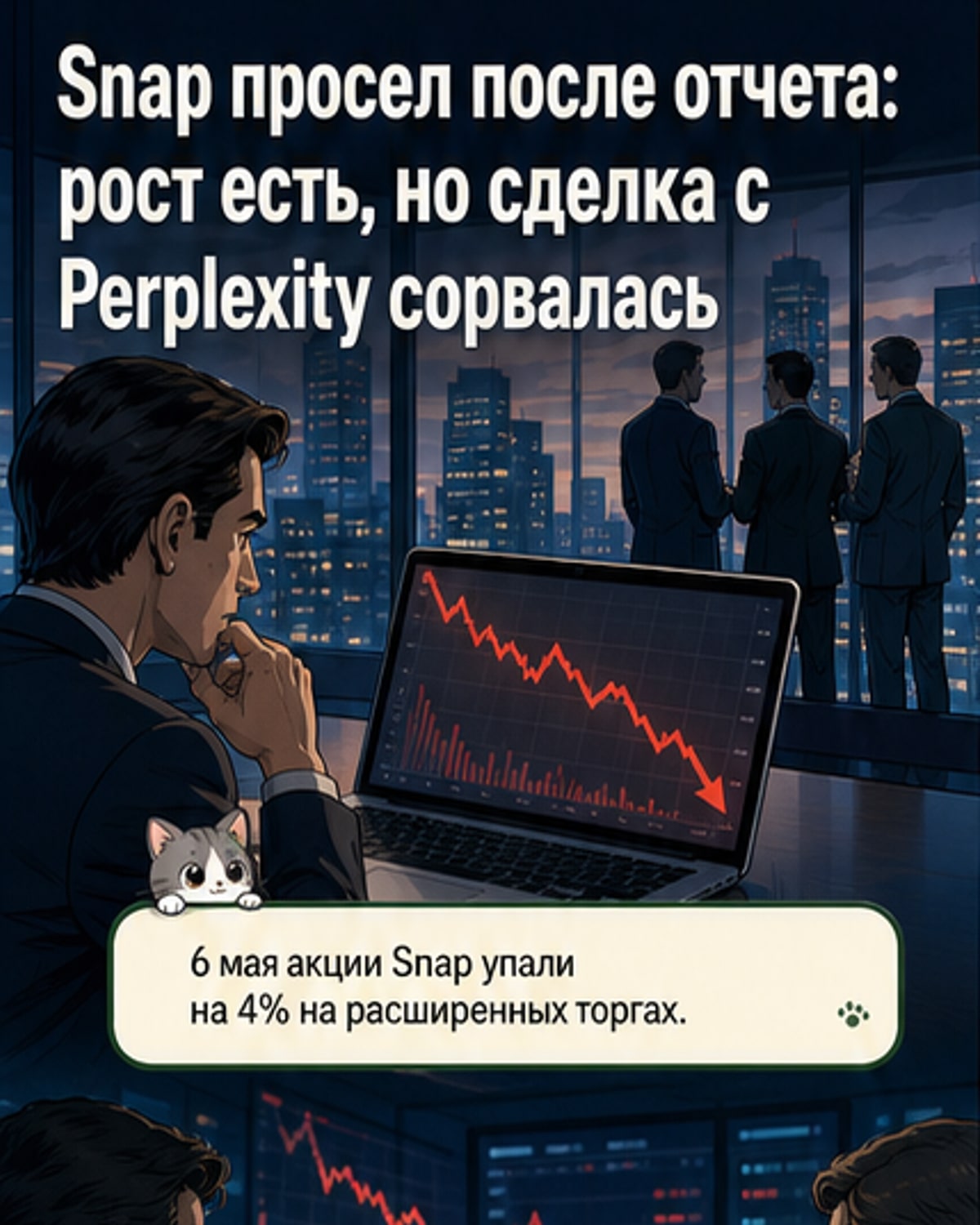 Акции Snap упали на 4%