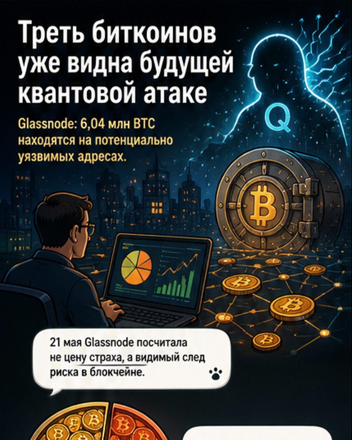 Каждый третий биткоин под угрозой квантовой атаки