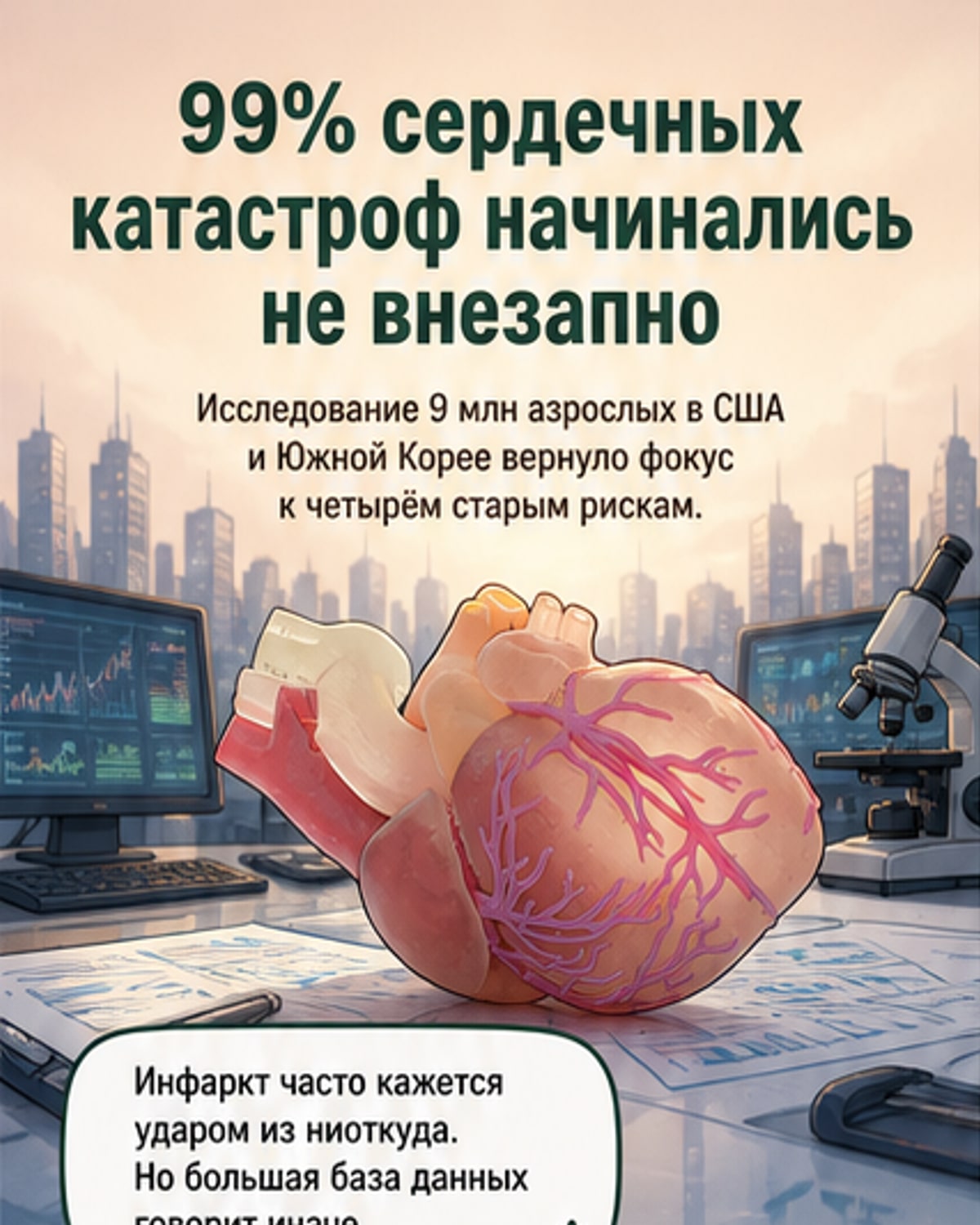 99% инфарктов — из-за четырёх причин