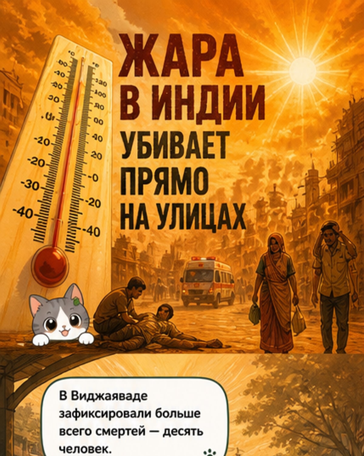 Люди погибают на улицах Индии от жары