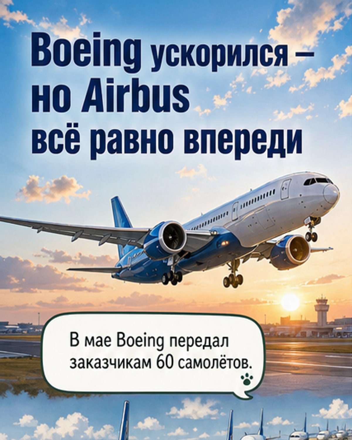 Boeing отстаёт от Airbus в поставках