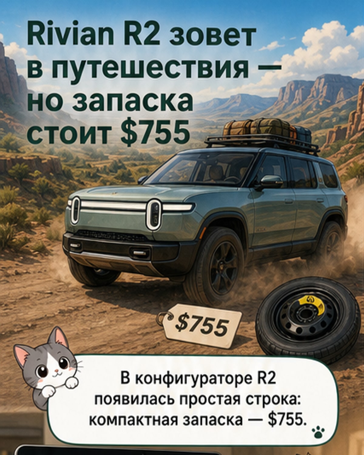 Rivian R2 предлагает запаску — за $755