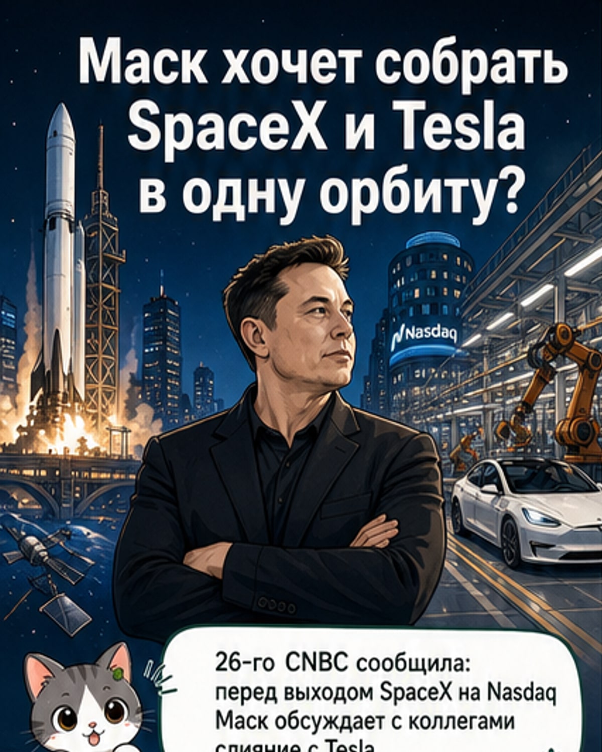 Маск объединяет SpaceX и Tesla перед IPO