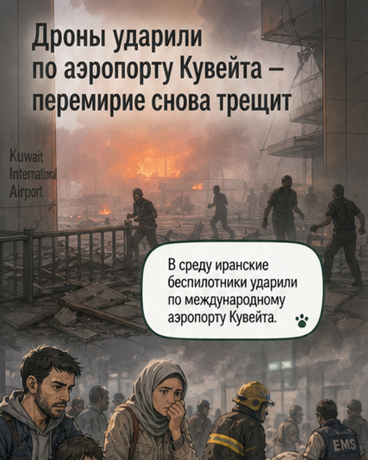 Иранские дроны атаковали аэропорт Кувейта