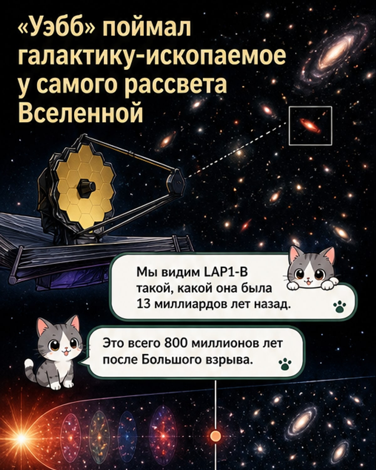 «Уэбб» увидел галактику возрастом 13 млрд лет