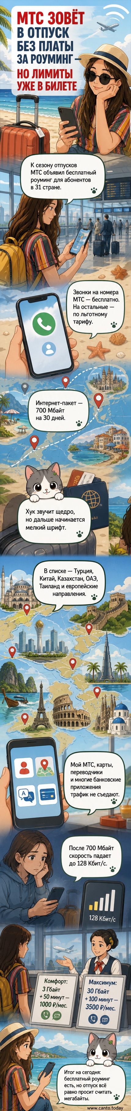 Иллюстрация: человек с телефоном на фоне глобуса, вокруг — флаги Турции, Италии, ОАЭ и Китая, символизирующие международный роуминг от МТС