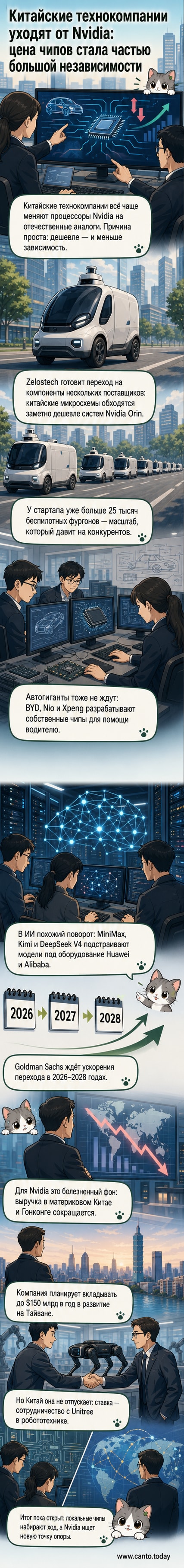 Иллюстрация: китайский инженер заменяет чип Nvidia на отечественный процессор в сервере, на фоне логотипов Huawei, Alibaba и Zelostech
